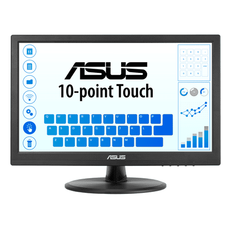 ASUS 15.6" Touch Monitor (VT168HR) - WXGA (1366 x 768), 10-point Touchscreen, Flicker free, Low Blue Light, Eye Care, VESA Mountable, VGA, HDMI, Tilt