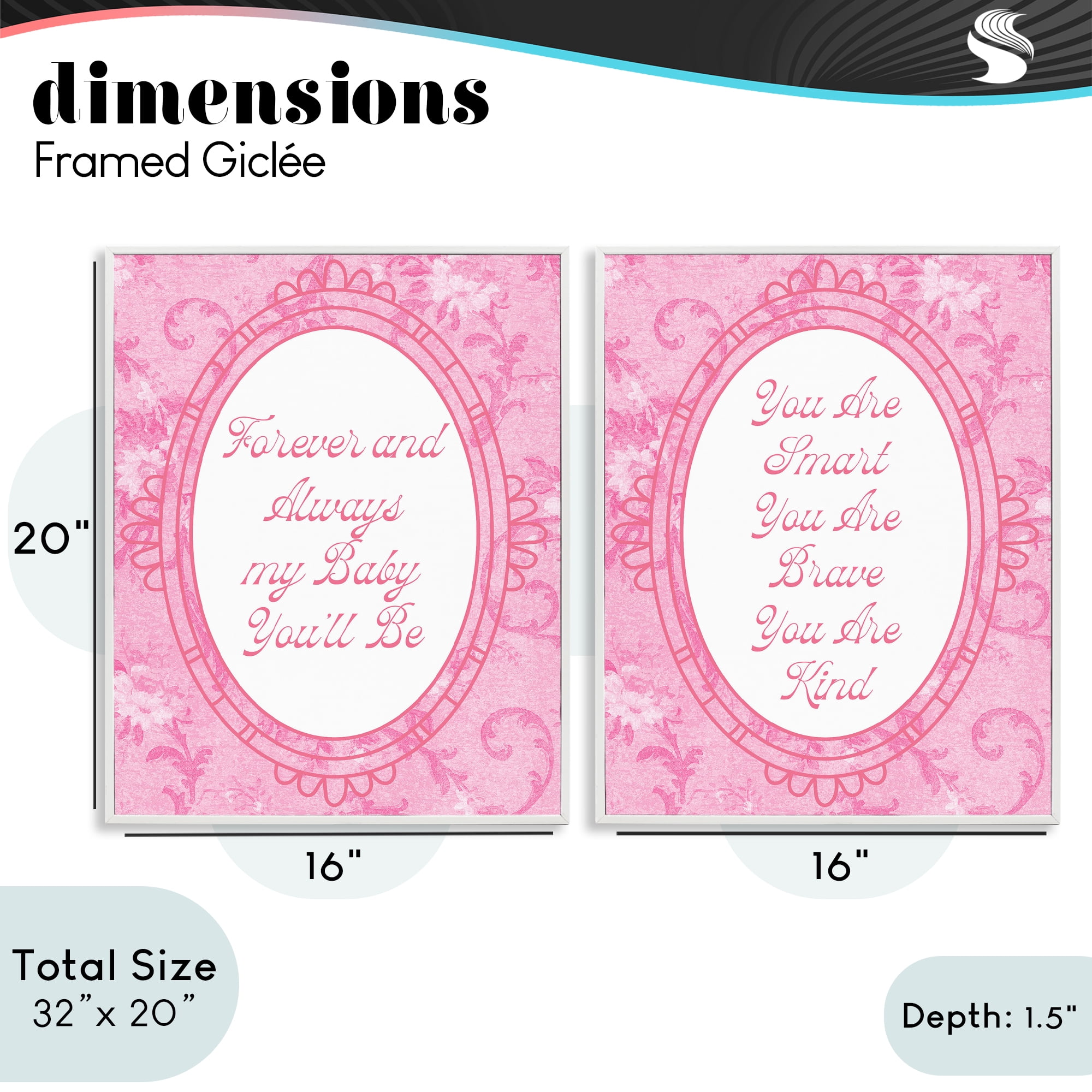 Stupell Industries Loving Pink Ornate Phrases 2 Piece White Framed Giclee Art Set, design by Lil' Rue
