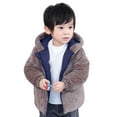 thumbnail image 2 of GEZHEN Children's Long Sleeved Lambswool Double Sided Wear Thickened Cotton Coat Bear Ears Hooded Pocketless Warm down Jacket Toddler Boys Girls Winter Two Fleece Thicken Windproof Zipper Outwear, 2 of 9