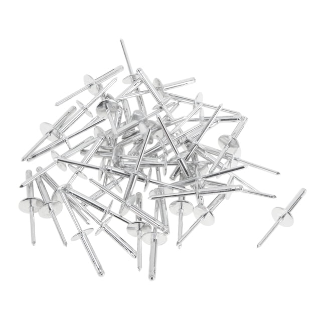 Kit de 50 Pcs Remaches de cabeza de domo de tres pliegues Aleación de aluminio Tono plateado