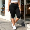 thumbnail image 6 of HomeDM Plus Size Capri Leggings for Women High Waist Workout Yoga Pants Black Lounge Tummy Control Running Size 2XL, 6 of 7