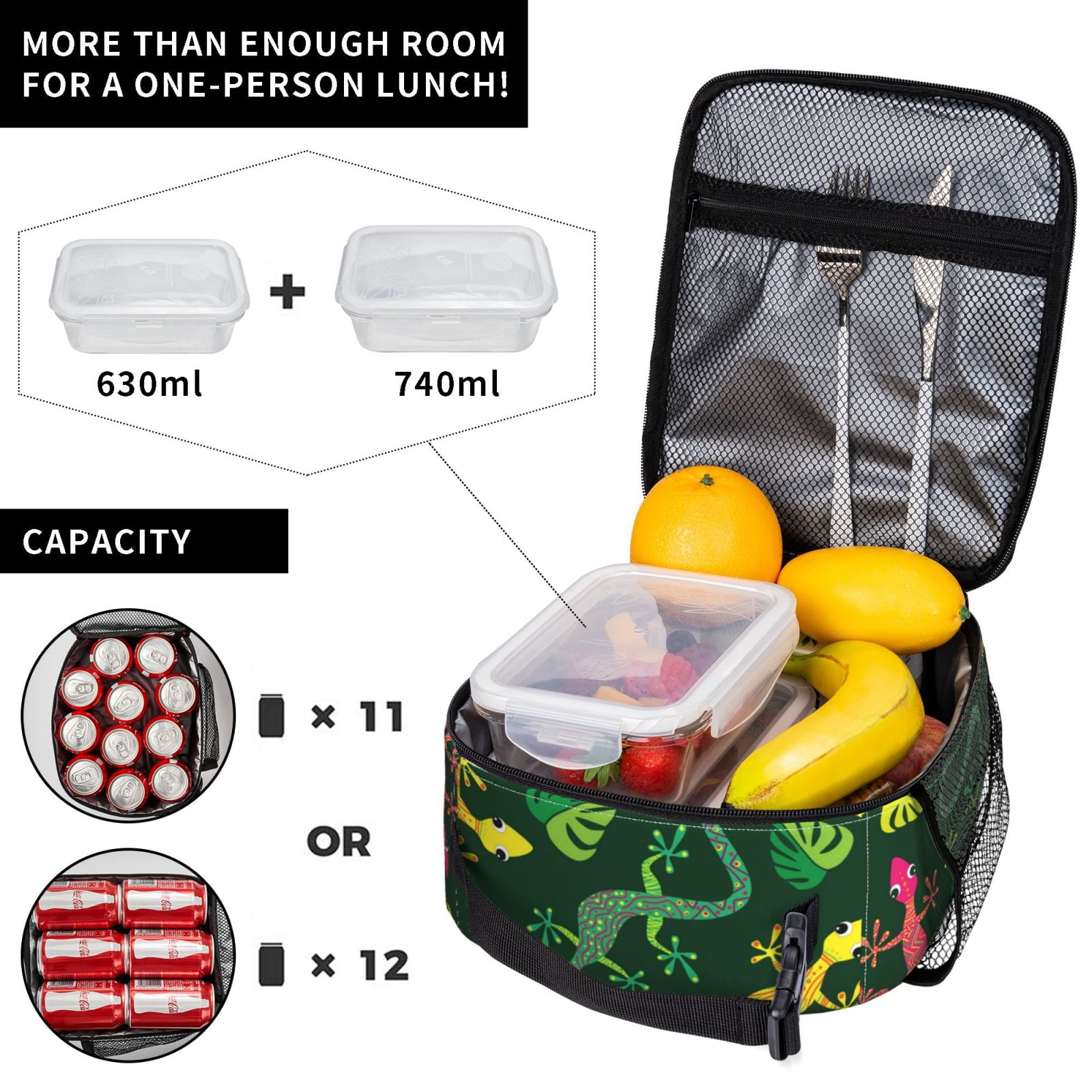Colorful Lizard Gecko Native Lunch Box Bag Insulated Lunchbox Reusable Tote Thermal Cooler Portable for Women Men