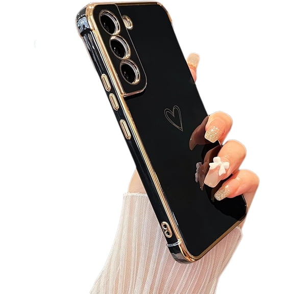 Samsung Galaxy S21 FE 5G Case, Cute Love Hearts Plating Edge, Camera Lens Protection, 6.4"