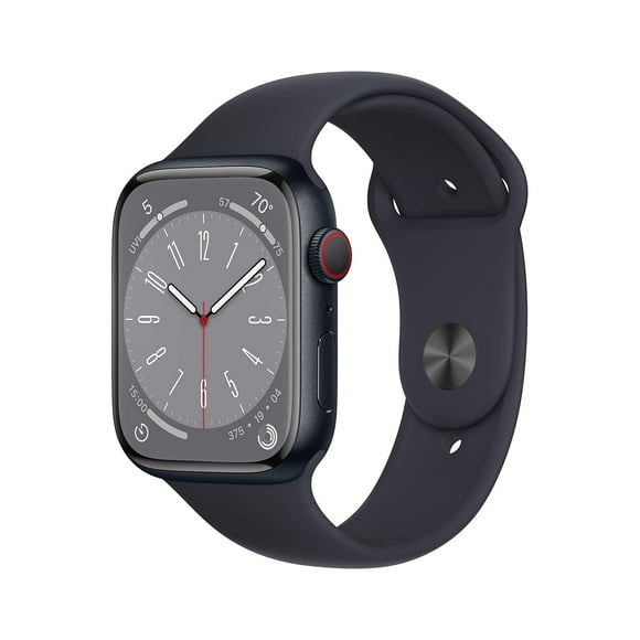 Restored Apple Watch Series 8 Cellular 45mm Midnight Medium Large Band Health Monitoring, LTE, Retina Display - Refurbished Fair