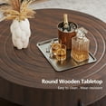 thumbnail image 6 of Wirrytor 30" Round Coffee Table with 2 Drawers and Storage Shelf, Modern Farmhouse Tea Table with Natural Tree Rings Top, Dark Brown, 6 of 8