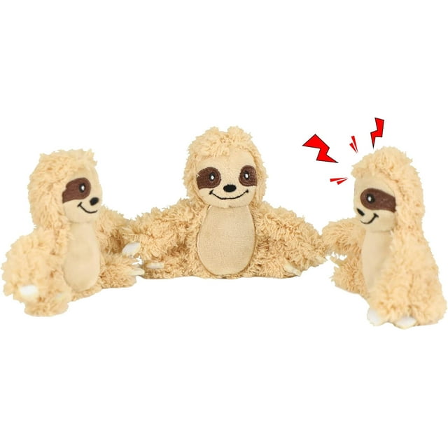 FrostHike Interactive Squeaky Hide and Seek Activity Plush Sloth Dog Toy. Stuffing Woodland Friends Burrow. Small Medium Large Size