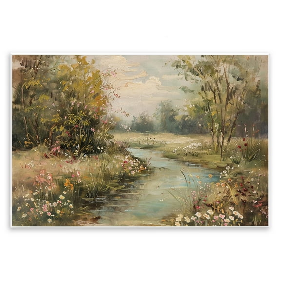 Stupell Industries Spring Stream Landscape Landscape & Nature Painting Unframed Art Print Wall Art, 15 x 10
