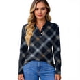 thumbnail image 5 of Women's Polo Shirt Long Sleeve Tops Collared Button Down Golf Tee Casual Spring Summer Work T Shirts Navy M, 5 of 5