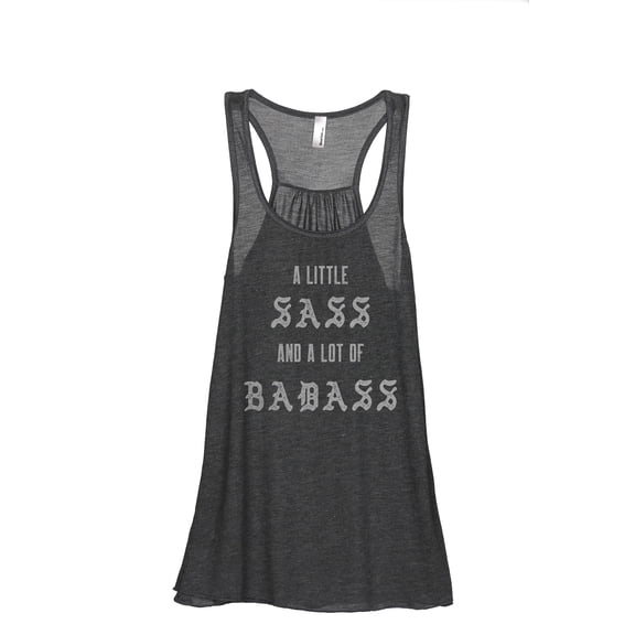 A Little Sass And A Lot Of Badass Women's Fashion Sleeveless Flowy Racerback Workout Yoga Tank Top Charcoal Grey Small
