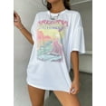 thumbnail image 2 of Car & Letter Graphic Drop Shoulder Tee ARIZONA GO RETRO COWBOY PARTY SOUTHWEST Graphic Tees Women Tops, 2 of 6
