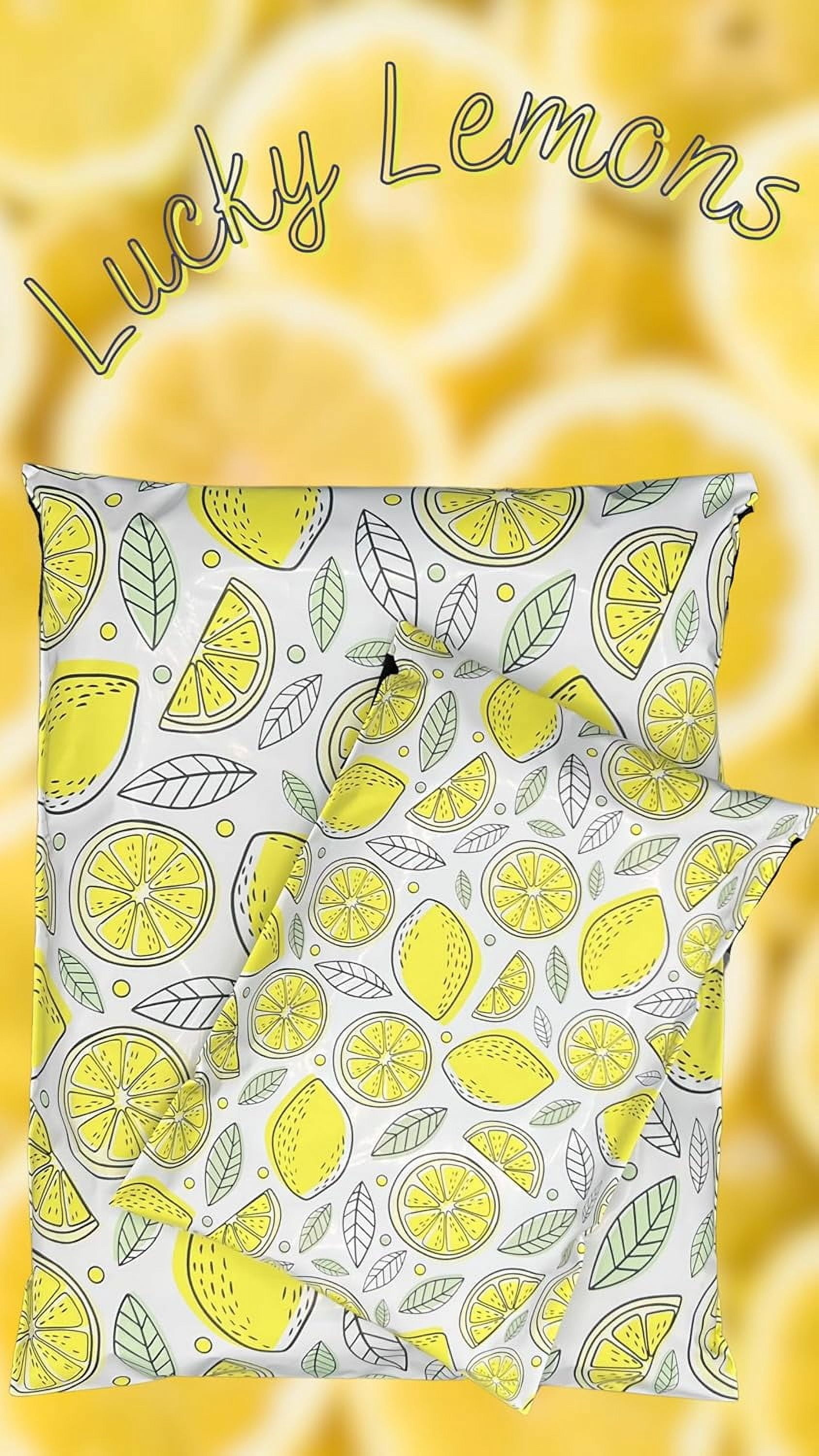 Hawk Poly Mailers 10x13 Cute Heavy Duty 3.15mil Self-Sealing Shipping Envelopes for Small Businesses Printed Waterproof Mailing Bags Tear Proof Fun Fruit Non Padded (Lucky Lemons 100 pack, 10x13)