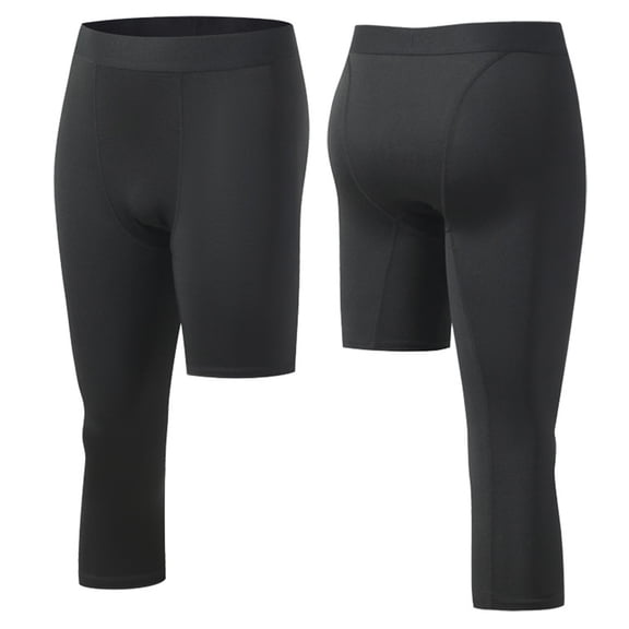 Wancir Mens Single Leg 3/4 Compression Capri Tights One Leg Unisex Sports Compression Pants Athletic Base Layer Leggings