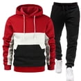 thumbnail image 2 of Dwelliawo Sweat Suits for Men 2 Piece Hoodie and Sweatpants Color Block Fleece Pullover Hoodies Jogging Athletic Pants Set Casual Winter Suit with Pockets Clearance Red L, 2 of 4
