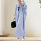 thumbnail image 3 of Camisa holgada a rayas Vestido maxi Cárdigan informal con botones Vestido de viaje diario (XL) Azul Hugtrwg Para estrenar, 3 of 6