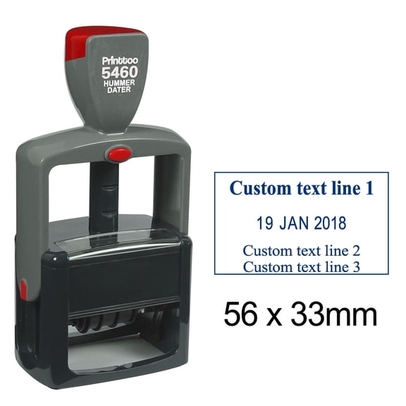 Printtoo Heavy Duty Dater Stamp With Custom Text Self Inking Office Stationery Date Rubber Stamp-Blue