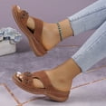thumbnail image 4 of Utoimkio Flip Flops for Women Wide Width Women's Summer Color Comfortable Hollow Out Wedge Flowers Women's Sandals Casual Slippers, 4 of 8