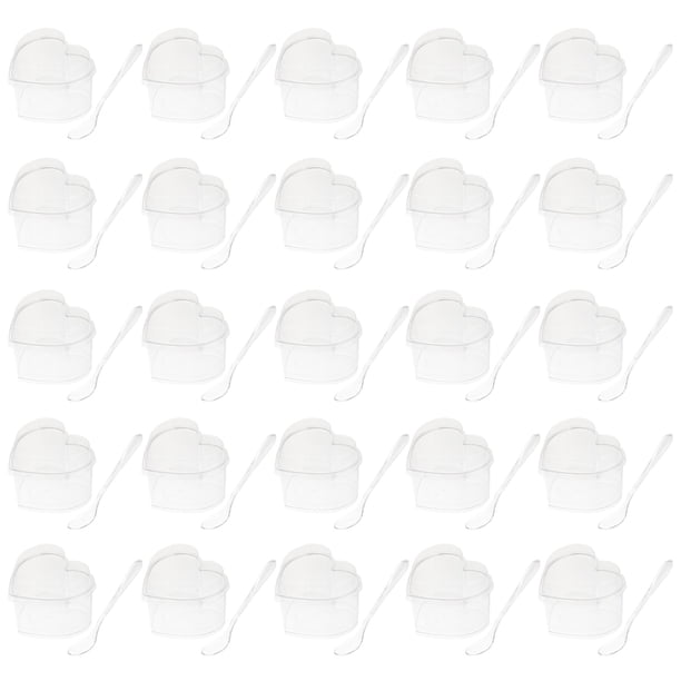 FELTECHELECTR 25 juegos de vasos transparentes para postres con tapas y cucharas, para aperitivos, pudines, mousse y pasteles, 150 ml