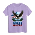 thumbnail image 5 of mgoYE Girls Boy's 4th of July Independence Day T-Shirt Summer 1776 USA America Memorial Day Graphic Tees Tops 250th Anniversary USA Flag Shirt Girls(Purple,5-6 Years), 5 of 5
