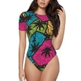 thumbnail image 2 of Picia Hawaii Palms Womens One Piece Swimsuits Modest Tummy Control Bathing Suits Lace Up Slimming Swim Suit-Large, 2 of 9