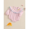 thumbnail image 6 of Elippeo Baby Girl Birthday Romper Striped Ice Cream Embroidery Ruffle Trim Long Sleeve Jumpsuit Fall Clothes 9 12 18 Months, 6 of 10