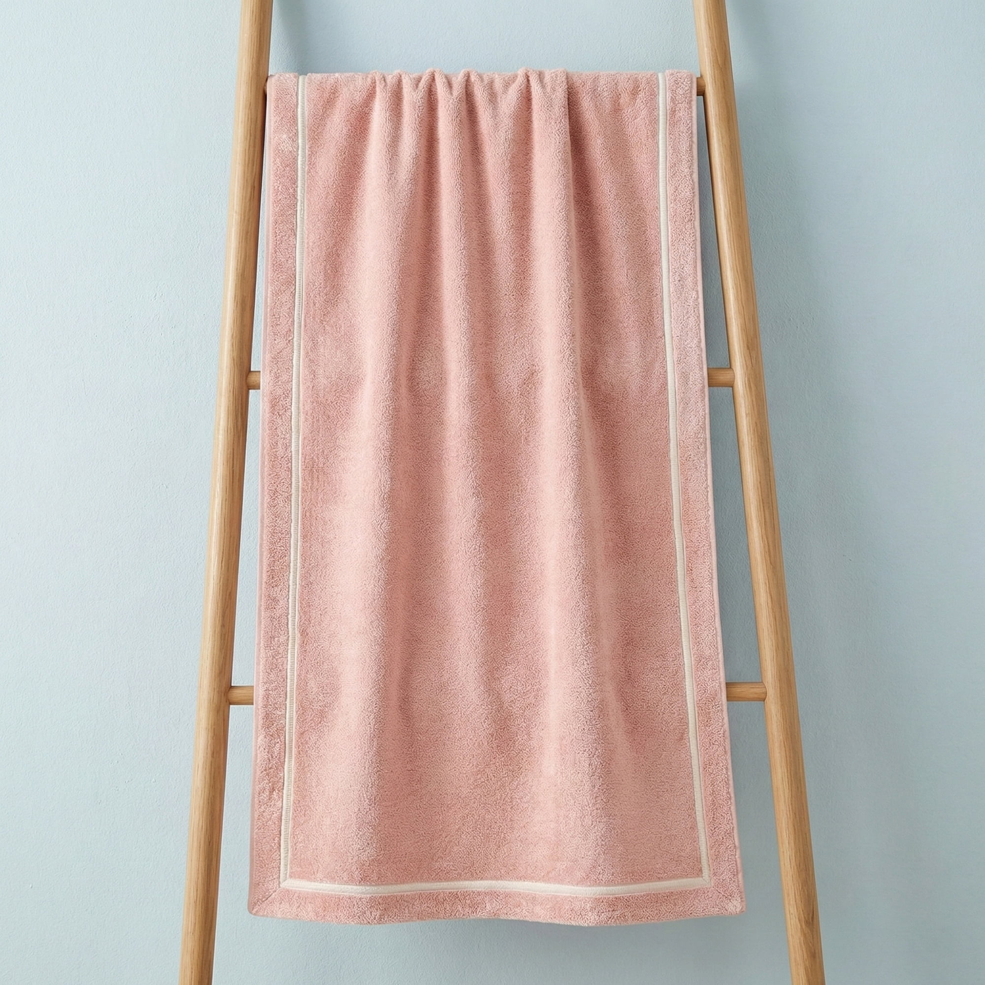 Unique Bargains Ultra Soft Absorbent Coral Fleece Bath Towel 2 Pack Pink/Beige 63"x31"