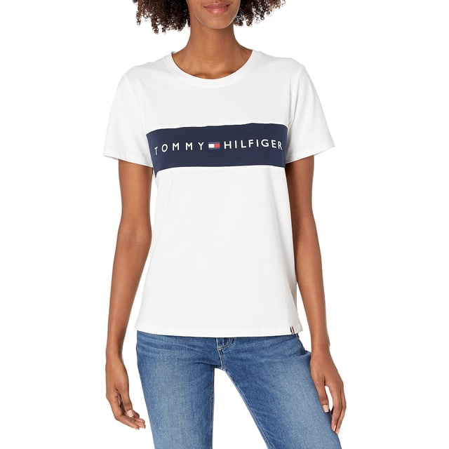 Camiseta Tommy Hilfiger Performance Graphic para mujer, blanco/azul marino