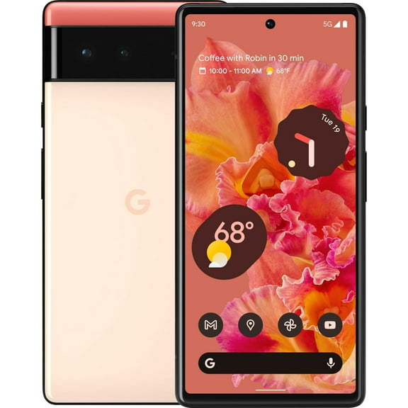 Restored Google Pixel 6 5G, 128GB, Kinda Coral - Unlocked (Refurbished)