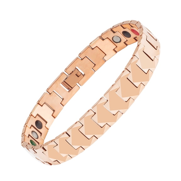 Wollet Classy Rose Gold 5 in 1 Magnetic Tungsten Bracelet for Men or Women 8.46 inches