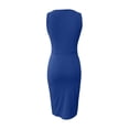 thumbnail image 3 of Vestido mini sexy sin mangas con cuello en V y pliegues envolventes, color liso, para mujer - Poliéster, elegante, con fruncido en la cintura y corte ajustado, 3 of 4
