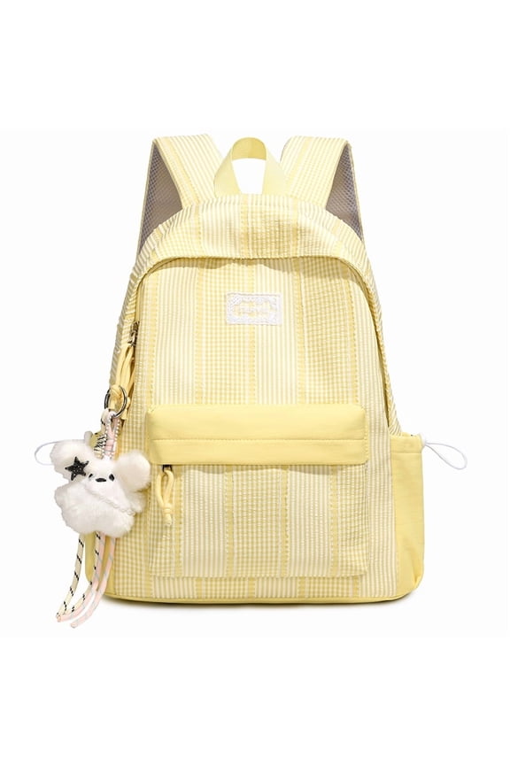 Y2K Aesthetic Laptop Backpack 15.35" Nylon Large Capacity Multi-compartment for Travel (Yellow)