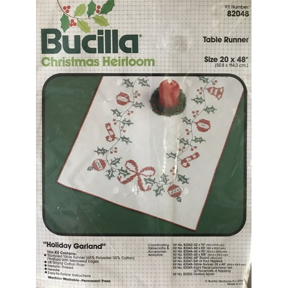 Bucilla Christmas Heirloom Holiday Garland Table Runner 20" x 48"