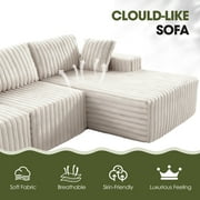 Techmilly 113” Cloud L-Shaped Sectional Couches,Modular Sofa with Deep Seat, Sponge Compression Sofas,Modern Modular L-Shape Sofa Couch with Chaise for Living Room Bedroom (White, Right Facing Chaise