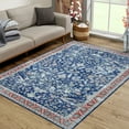 thumbnail image 2 of Tzou 5'x7' Persian Area Rug Soft Doormat for Bedroom Anti-Slip Washable Floor Carpet for Living Room Dining Room, Dark Blue, 2 of 7