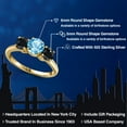 thumbnail image 2 of Gem Stone King 18K Yellow Gold Plated Silver Swiss Blue Topaz and Black Sapphire Engagement Ring for Women | 2.38 Cttw | Round 6MM | Gemstone November Birthstone | Size 5, 2 of 6