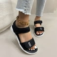 thumbnail image 2 of Womens Sandals Wedge Breathable Open Toe Summer Women's Trendy Solid Color Ankle Strap Women Footwear Comfortable Walking Beach Sandals for Women Black 5.5, 2 of 9