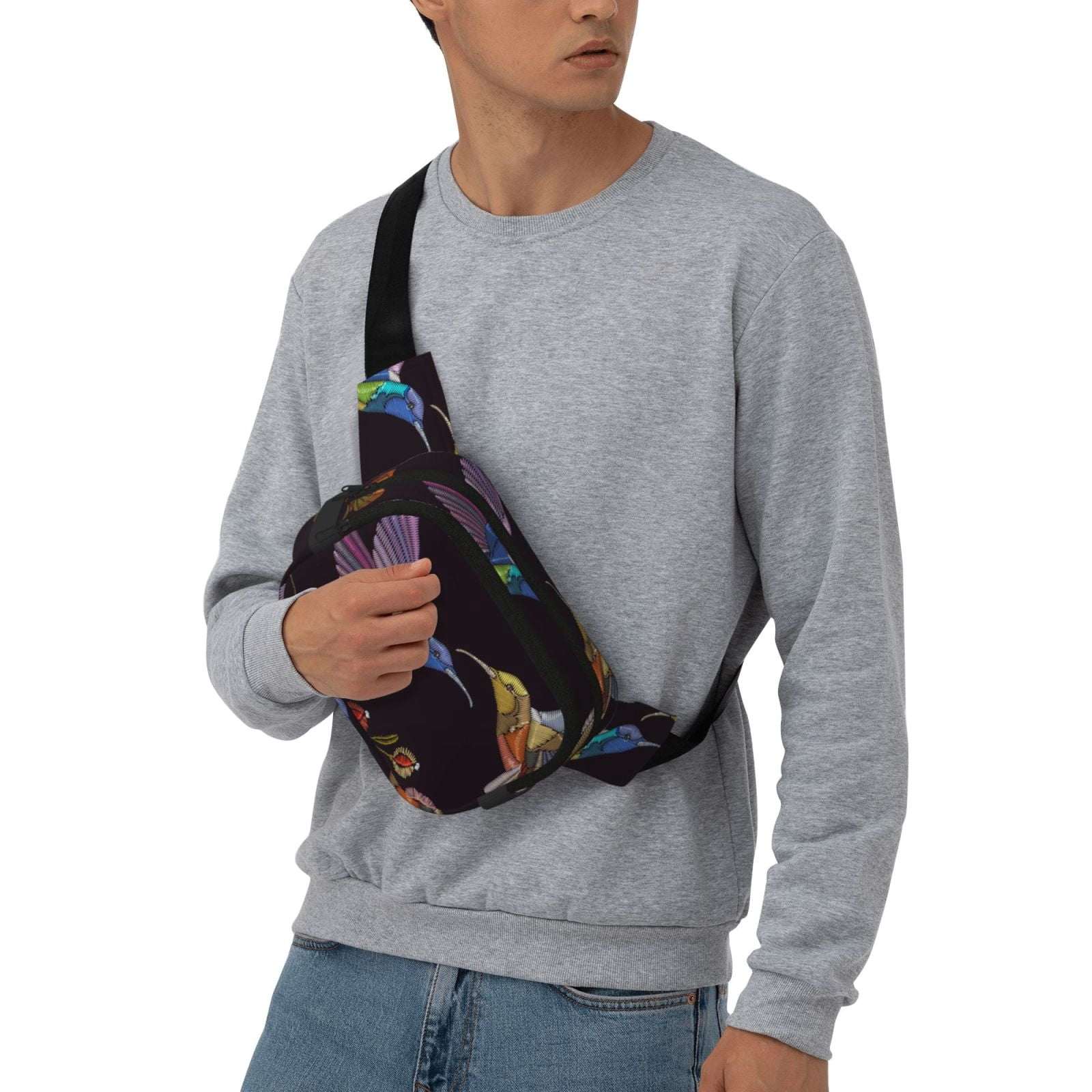 Kuqiui Humming Bird Print Fanny Packs for Women Cross Body Waist Bag Fashionable Fanny Pack Designer Workout Hiking Waist Pack Running Travel Gym
