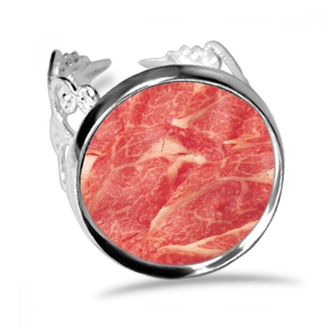 La textura de la carne cruda de alimentos cordero rollos Anillo de compromiso de boda de amor ajustable Unbranded M