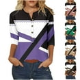 thumbnail image 4 of Atogsazn Shirts for Women Printed Button 3/4 Sleeve V-Neck T-Shirt Loose Top Womens Summer Business Casual Tops Green S on Clearance, 4 of 4