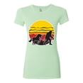 thumbnail image 2 of Wild Bobby Sunset Silhoutte Unicorn and Sasquatch Women Slim Fit Junior Tee, 2 of 6