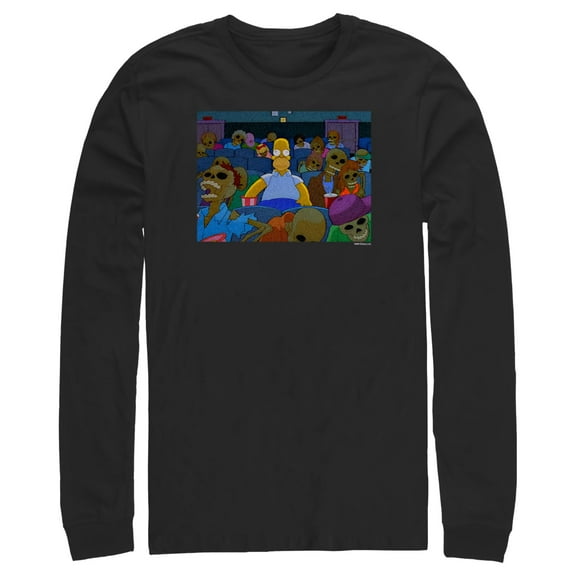 Men's The Simpsons Treehouse of Horror Homer Skeleton Theater Scene  Long Sleeve Shirt Black Small
