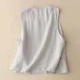 thumbnail image 4 of Lovskoo Women's Cotton Linen Sleeveless Vest Casual V Neck Button Down Blazer Waistcoat Jackets Gray, 4 of 9