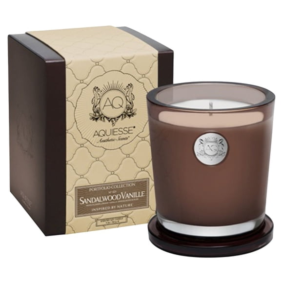 Aquiesse Sandalwood Vanille Large Candle in Gift Box, Smoke Brown