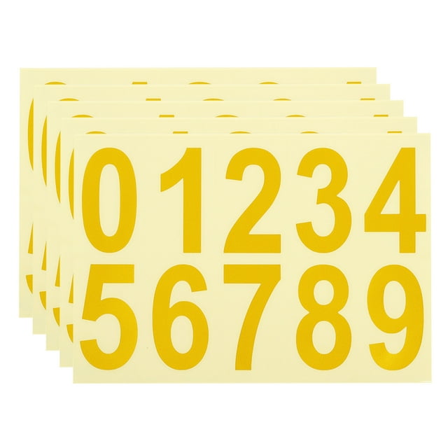 Uxcell 3 Inch Reflective Mailbox Number Sticker Decal Die Cut Classic Style Strong Self Adhesive, Gold Tone, 5 Pack