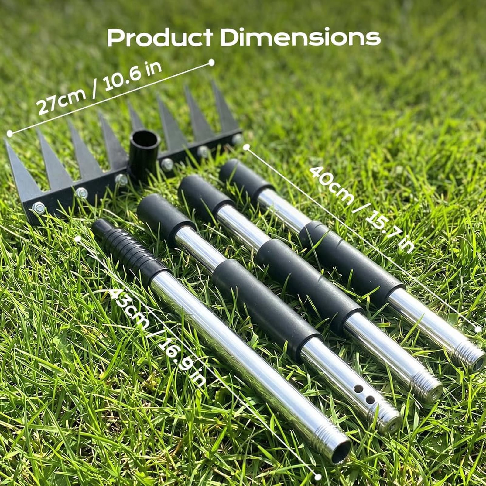 8-Tine Adjustable Garden Hand Rake, Heavy Duty Weeding Cultivator, Soil Loosening Hand Rake for Vegetable Garden, Flower Bed, Yard Work, Gardening Hand Tool, By TINGXIN