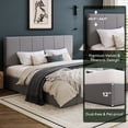 thumbnail image 3 of Einfach King Size Bed Frame, Upholstered Platform Bed with Height Adjustable Headboard, Easy Assembly, Noise-Free, Grey, 3 of 7