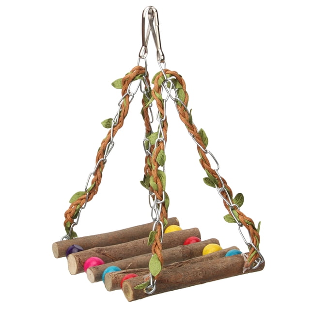 Columpio de madera para loros, juguete colgante colorido para jaulas de pájaros.