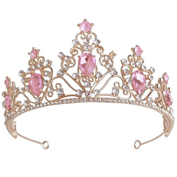 Beaupretty cate Pink Crystal Wedding Crown Rhinestone Tiara Hair Accessory