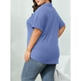 thumbnail image 6 of Cuteduck Womens Plus Size Casual Henley Waffle Knit Button-Up Top Short Sleeve Polo Shirt 1X-5X, 6 of 8