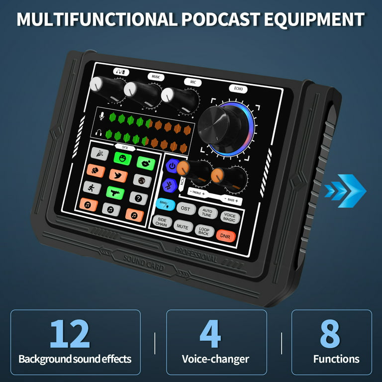  Podcast Equipment Bundle,Audio Interface with All-In-One DJ  Mixer and Studio Broadcast Microphone, Perfect for Recording,Live  Streaming,Gaming,Compatible with PC,Smartphone,Play Station : Musical  Instruments