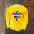thumbnail image 3 of Ceisia Men's Mardi Gras Geometric Jester Mask Print Waffle Knit Crew Neck Long Sleeve T-Shirt Gift, 3 of 5